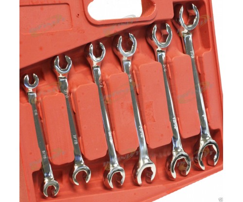 6 pc SAE Flare Nut Wrench Set W/Molded Carring Case